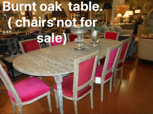 Burnt Oak Dining Table with 10 chairs